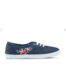 Floral embroidery flats women casual shoes canvas sneakers